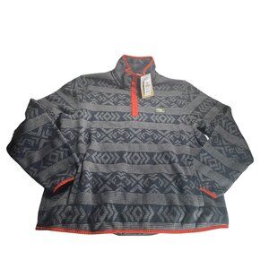 LL Bean Sweater Fleece Pullover Jacket Men's XL Gray Navy Geo Arrow